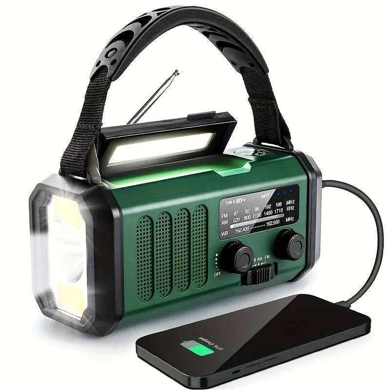 Solar-Notfallradio mit Powerbank - Kurbelradio & LED-Lampe