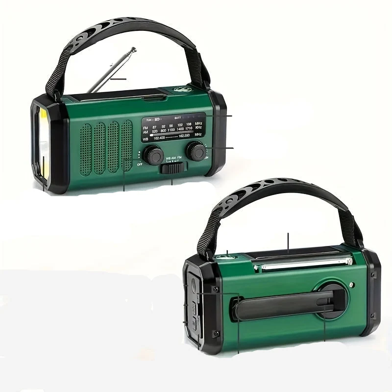 Solar-Notfallradio mit Powerbank - Kurbelradio & LED-Lampe