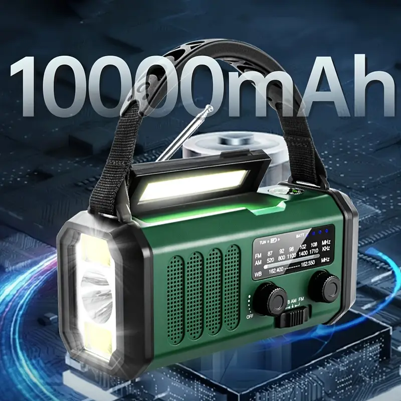 Solar-Notfallradio mit Powerbank - Kurbelradio & LED-Lampe