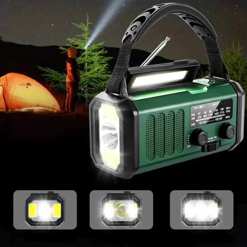 Solar-Notfallradio mit Powerbank - Kurbelradio & LED-Lampe