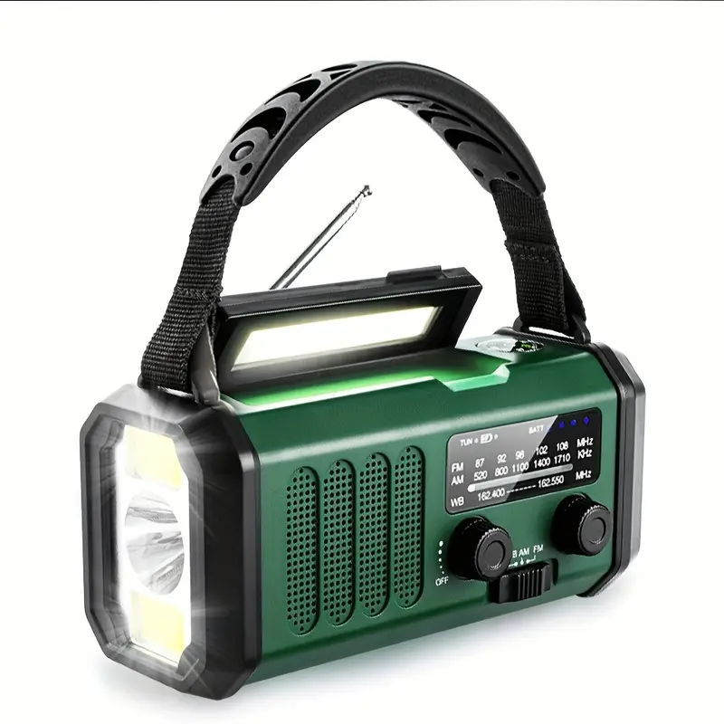 Solar-Notfallradio mit Powerbank - Kurbelradio & LED-Lampe