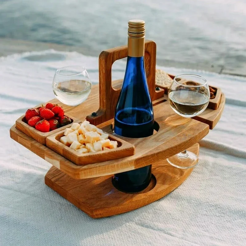 Tragbarer Weintisch aus Holz - Kompakt und Elegant