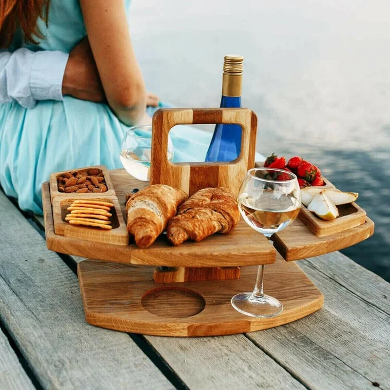 Tragbarer Weintisch aus Holz - Kompakt und Elegant