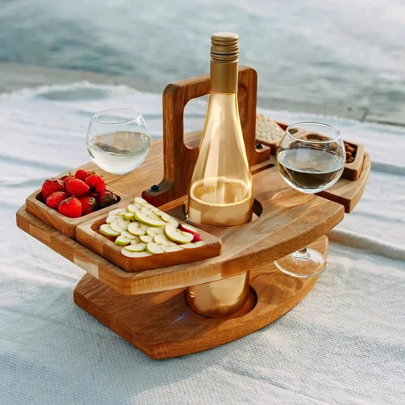 Tragbarer Holz-Picknick-Weintisch für Outdoor-Events