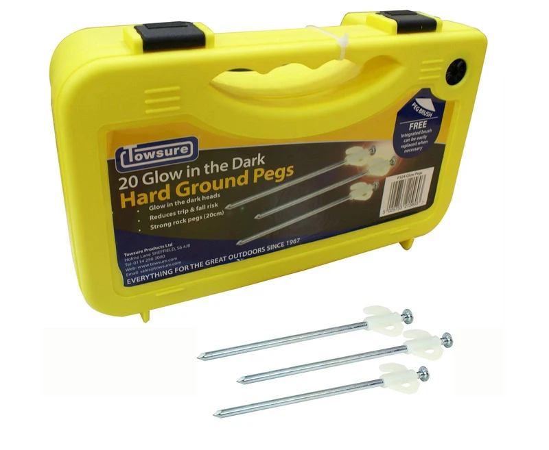 20 Glow in the Dark Hard Ground Pegs