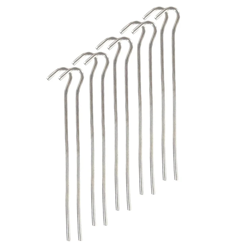 24cm Galvanised Steel Tent Pegs - Pack of 10