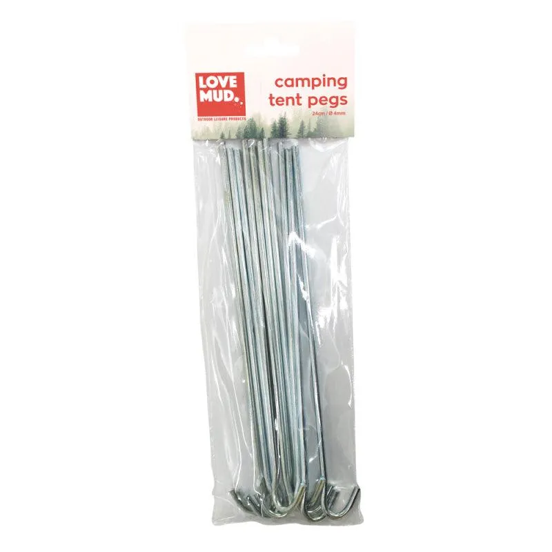 24cm Galvanised Steel Tent Pegs - Pack of 10