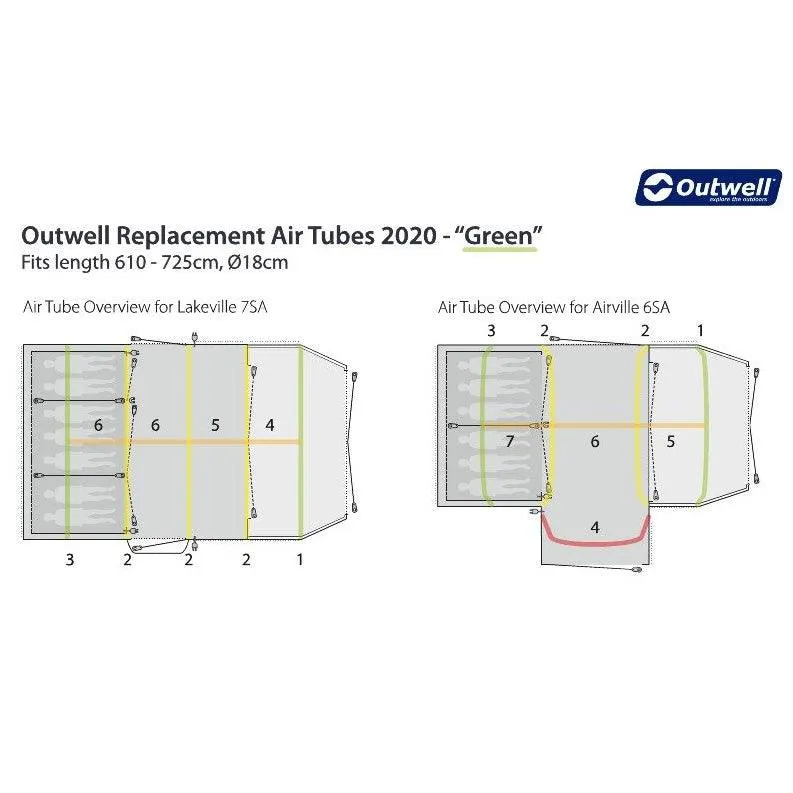 Outwell Replacement Air Tube - Green 6.10 - 7.25 m