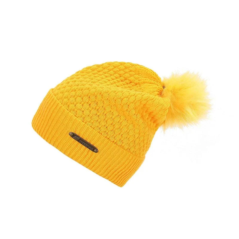 Skogstad Dyrdal Women's Knitted Bobble Hat - Saffron