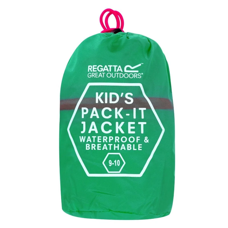 Regatta Kids Waterproof Packaway Pack It Jacket III - Island Green