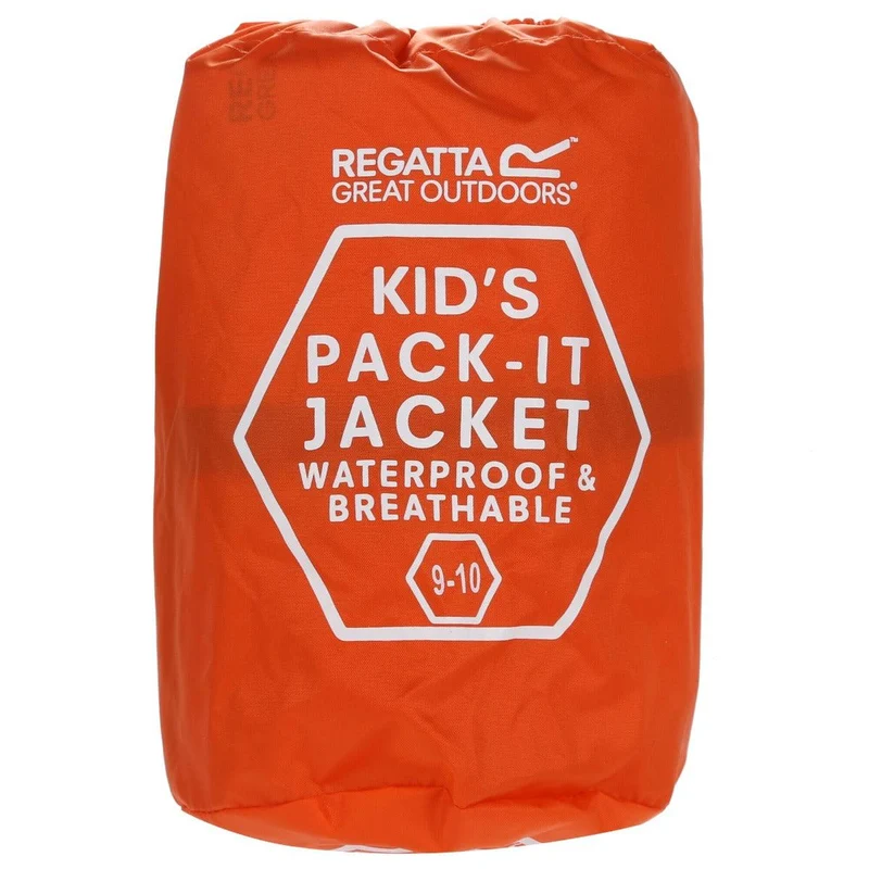 Regatta Kids Pack It Jacket III Waterproof Packaway - Blaze Orange