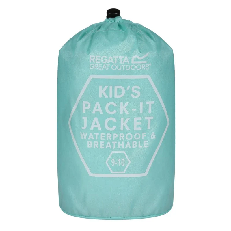 Regatta Kids Waterproof Packaway Pack It Jacket III - Aqua