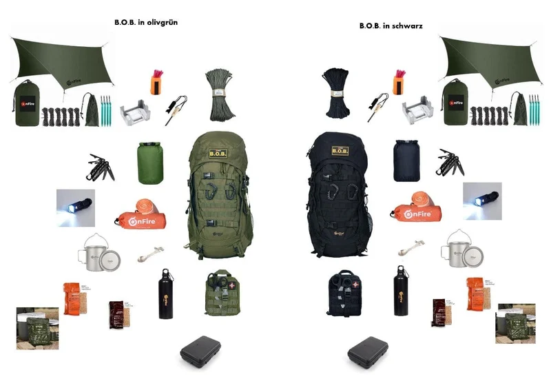 Bug Out Bag (BOB) Flucht-Rucksack 50+5L inkl. Marken-Notfallausrüstung