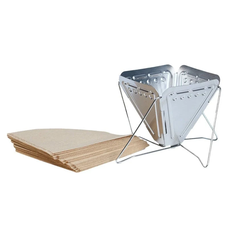 Outdoor Edelstahl Kaffeefilteraufsatz klappbar inklusive 40 Filtertüten