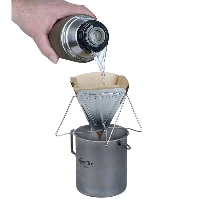 Outdoor Edelstahl Kaffeefilteraufsatz klappbar inklusive 40 Filtertüten