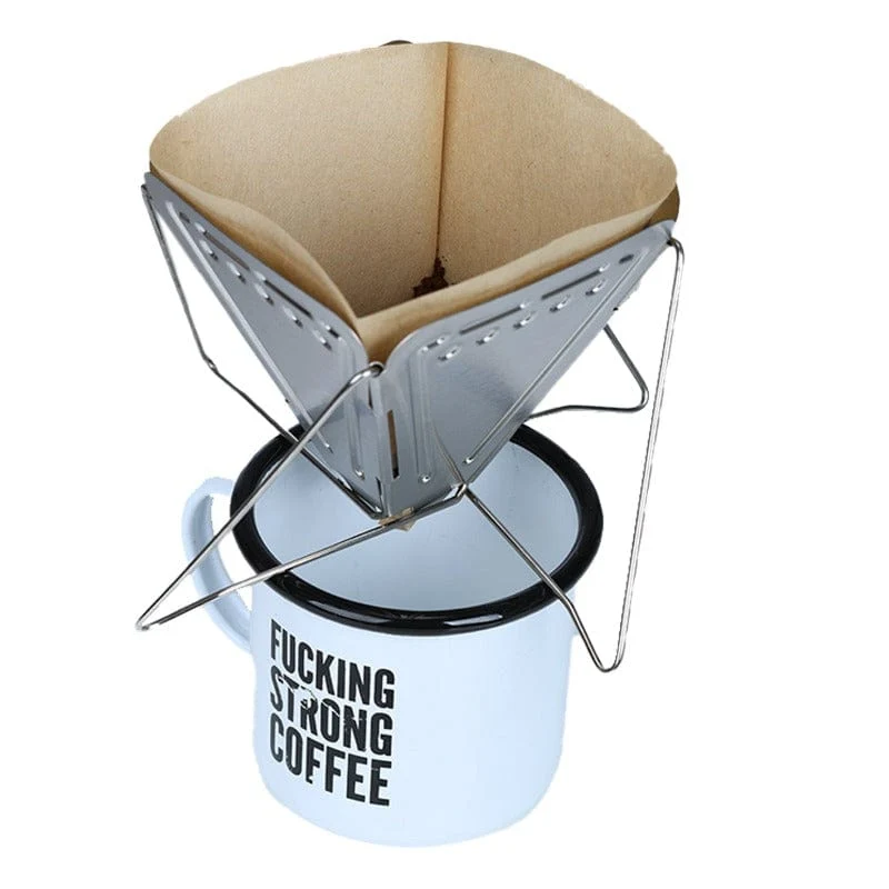 Outdoor Edelstahl Kaffeefilteraufsatz klappbar inklusive 40 Filtertüten
