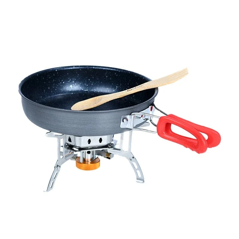 Outdoor Bratpfanne antihaftbeschichtet mit einklappbarem Griff + Göffel