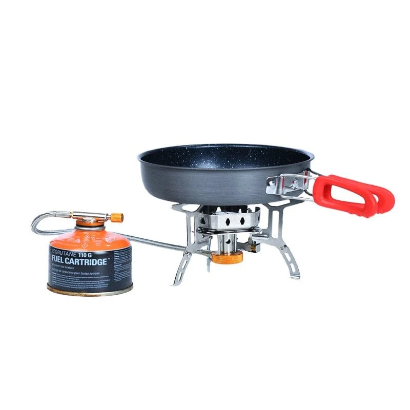Outdoor Bratpfanne antihaftbeschichtet mit einklappbarem Griff + Göffel