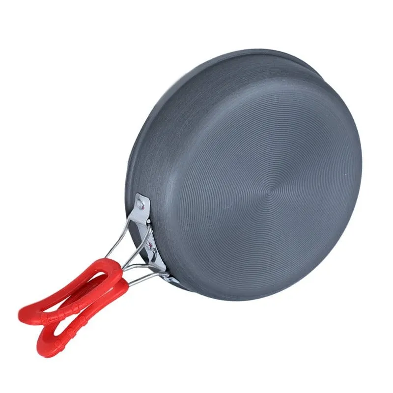 Outdoor Bratpfanne antihaftbeschichtet mit einklappbarem Griff + Göffel