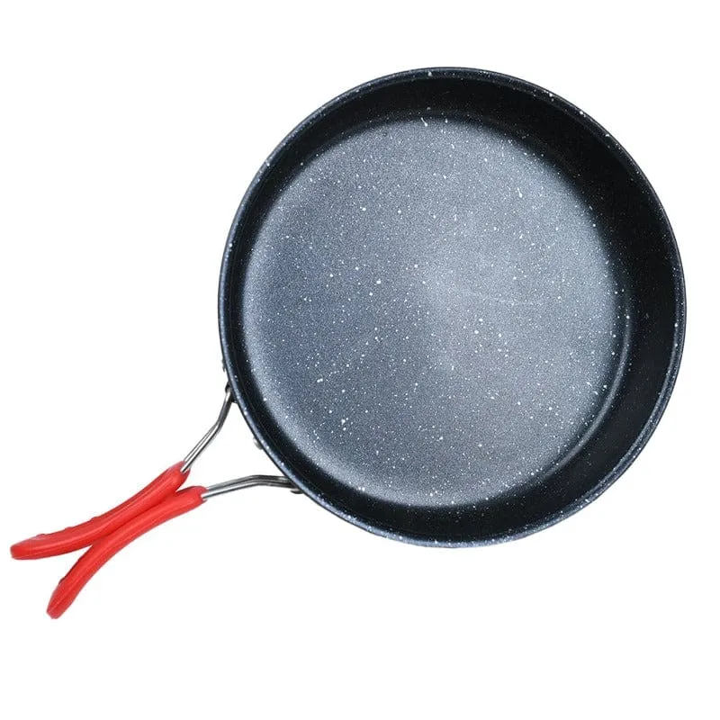 Outdoor Bratpfanne antihaftbeschichtet mit einklappbarem Griff + Göffel