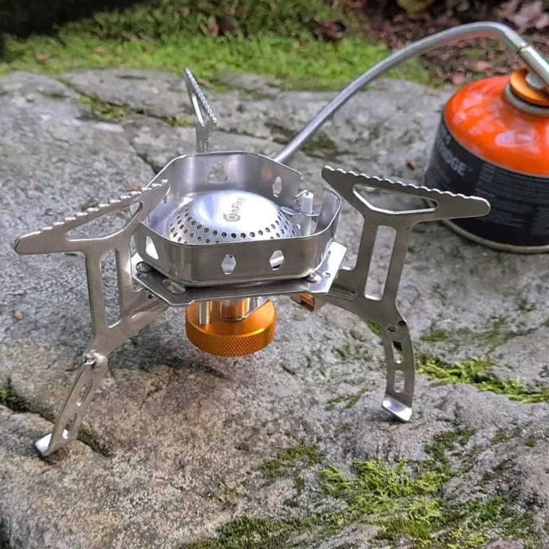 Leichter, faltbarer Gaskocher mit Windschutz und Piezozündung 3500 Watt