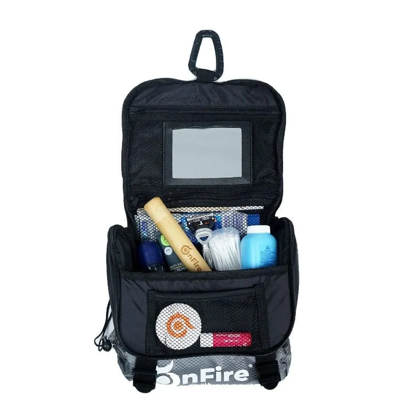 Outdoor Kulturtasche plus Spiegel und Karabinerhaken