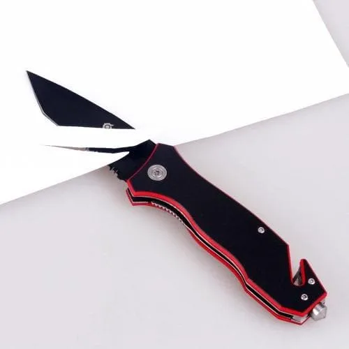 Rettungsmesser RED LINE mit teilweiser Sägeverzahnung mit Holster