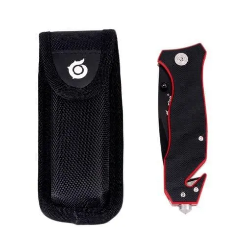 Rettungsmesser RED LINE mit teilweiser Sägeverzahnung mit Holster
