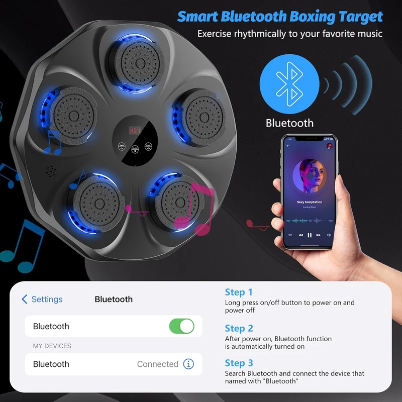 SUGIFT Music Boxing Machine Interactive Punching Trainer with Boxing Gloves