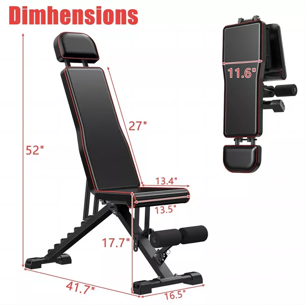 SUGIFT Weight Bench Adjustable Strength Training Bench for Full Body Strength Training Fast Folding