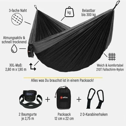 XXL-Outdoor-Hängematte für Biwak, Camping, Outdoor