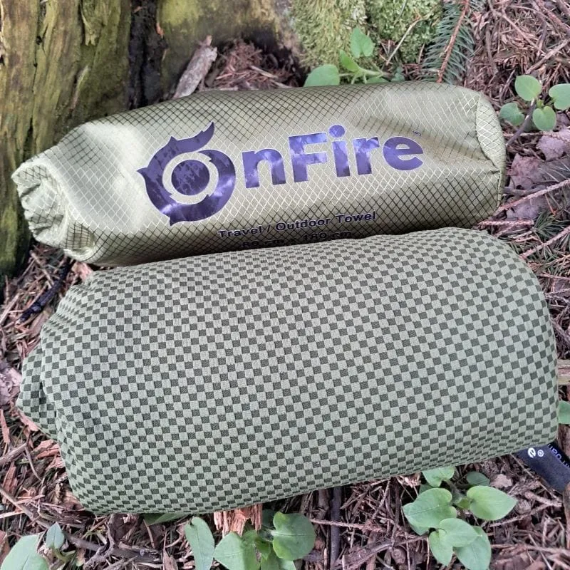 Großes Outdoor-Handtuch mit Bambus Aktivkohlefasern olive 80x180 cm