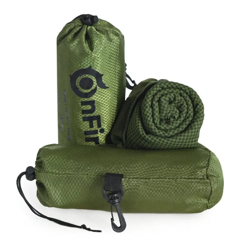 Großes Outdoor-Handtuch mit Bambus Aktivkohlefasern olive 80x180 cm