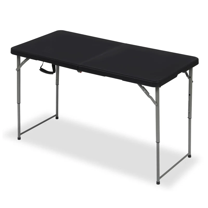 SUGIFT 4ft Folding Table, Adjustable Height Camping Table Office Table for Indoor/Outdoor Picnic Camping Bench, Black