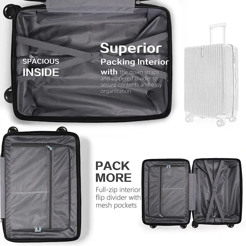 SUGIFT 3 Piece Luggage Sets, 20/24/28 inch Suitcase Sets with Spinner Wheels, Hardside Luggage Set, Navy Blue