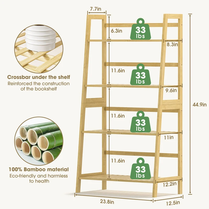 SUGIFT 4 Tier Plant Stand with Guardrails Plant Stands for Indoors Patio Wood Bathroom Storage Organizer