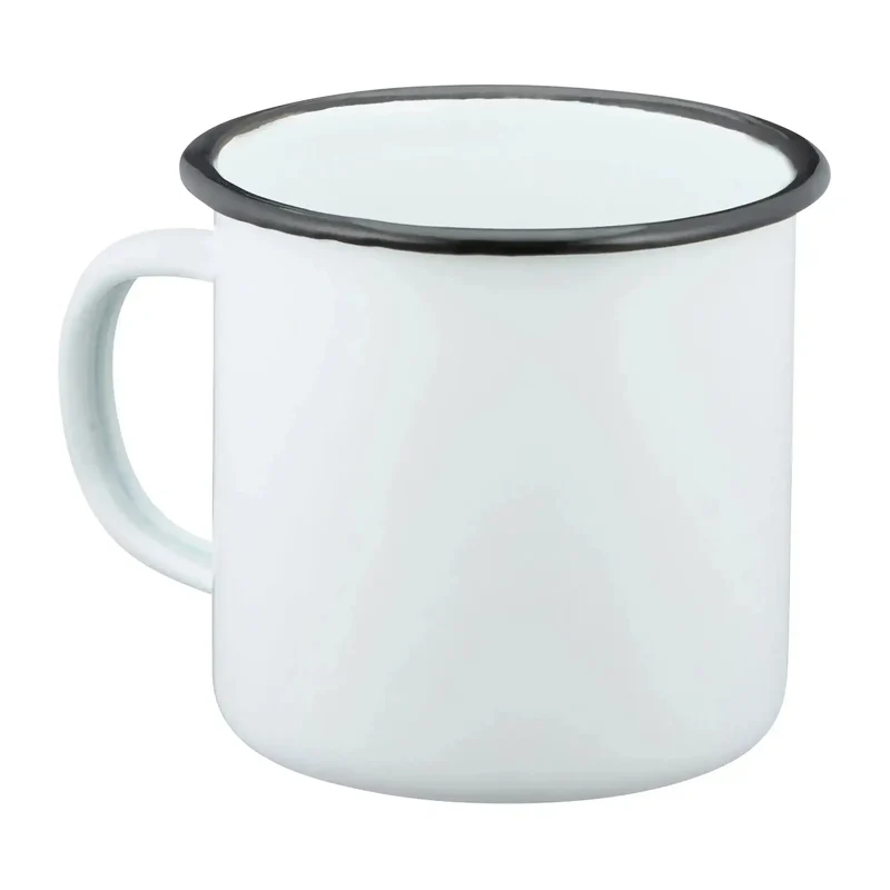 Emaille Tasse 300 ml weiß schwarz