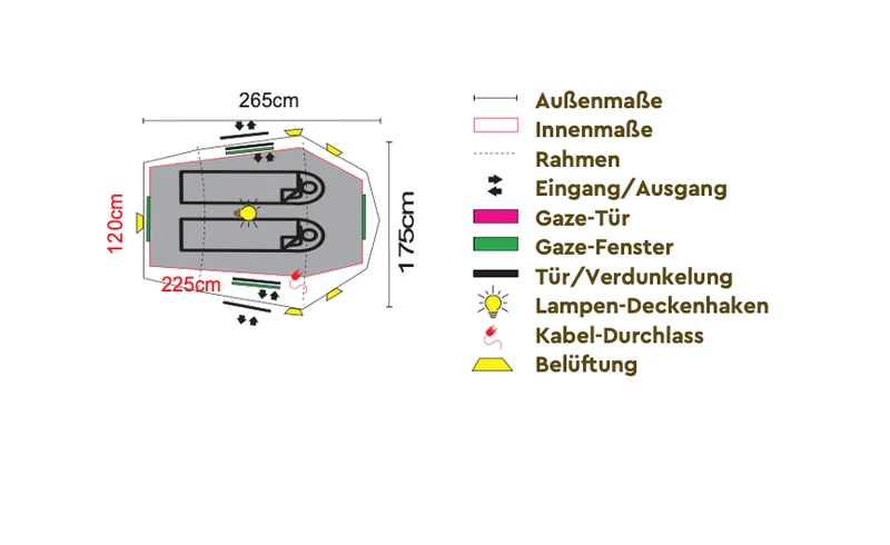 NATUNA 2 Personen Trekking Tunnel Zelt