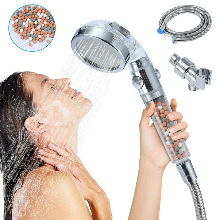 SUGIFT Hand Held Shower Head with Filter Beads 3 Settings Spray High Pressure Shower Heads