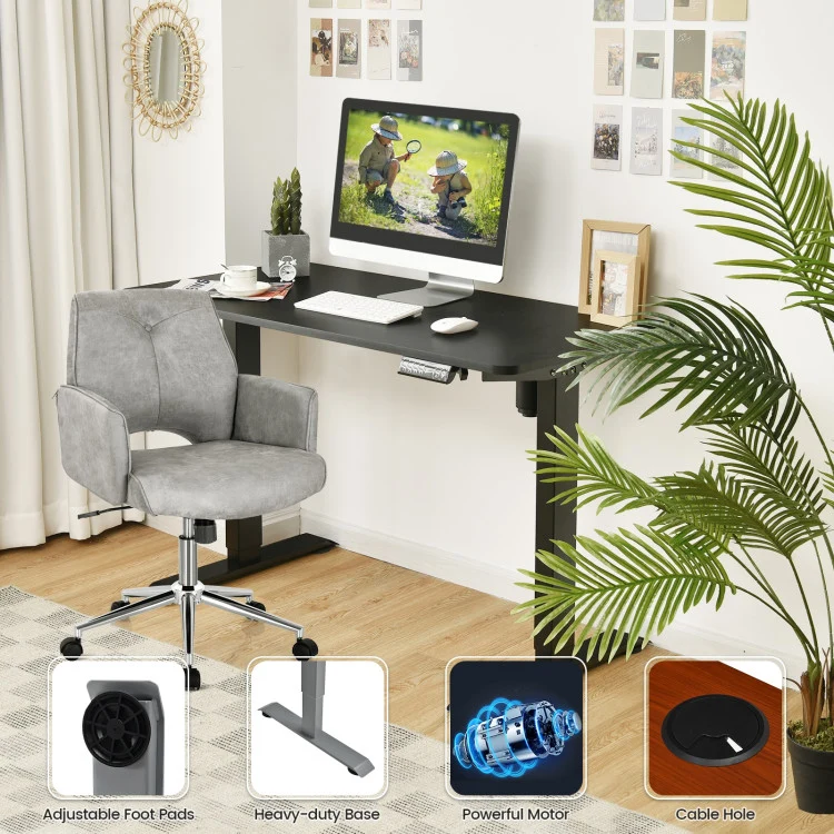 SUGIFT Height Adjustable Electric Standing Desk, 48 x 24 Inches Sit Stand up Desk, Memory Computer Home Office Desk