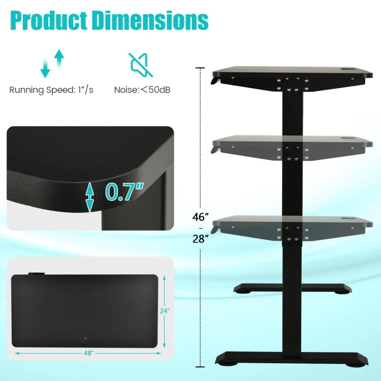 SUGIFT Height Adjustable Electric Standing Desk, 48 x 24 Inches Sit Stand up Desk, Memory Computer Home Office Desk