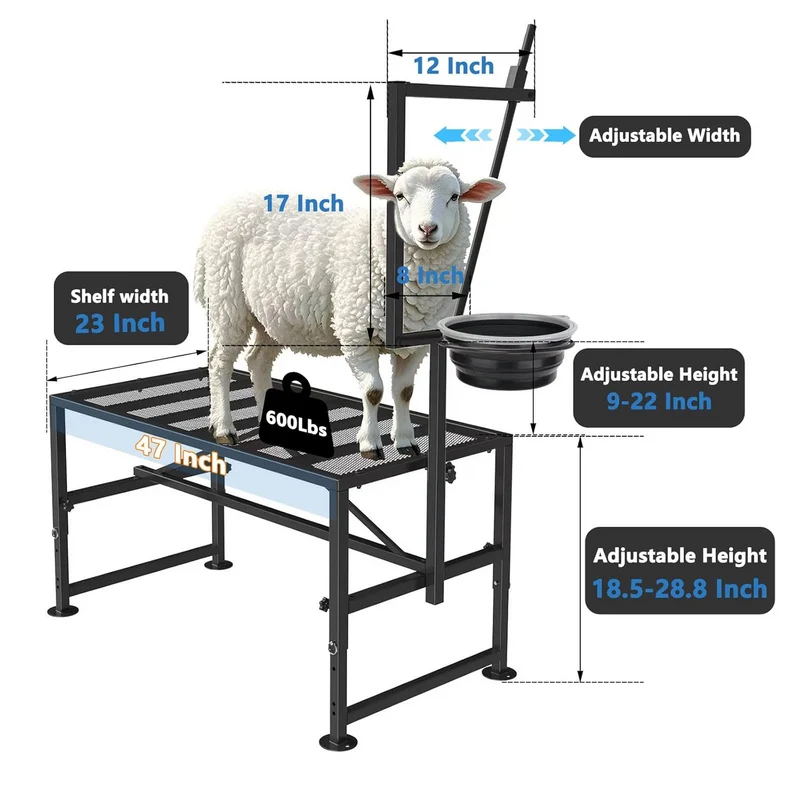 SUGIFT Goat Trimming Table Livestock Stand Trimming Stand, Iron Black, Adjustable Size