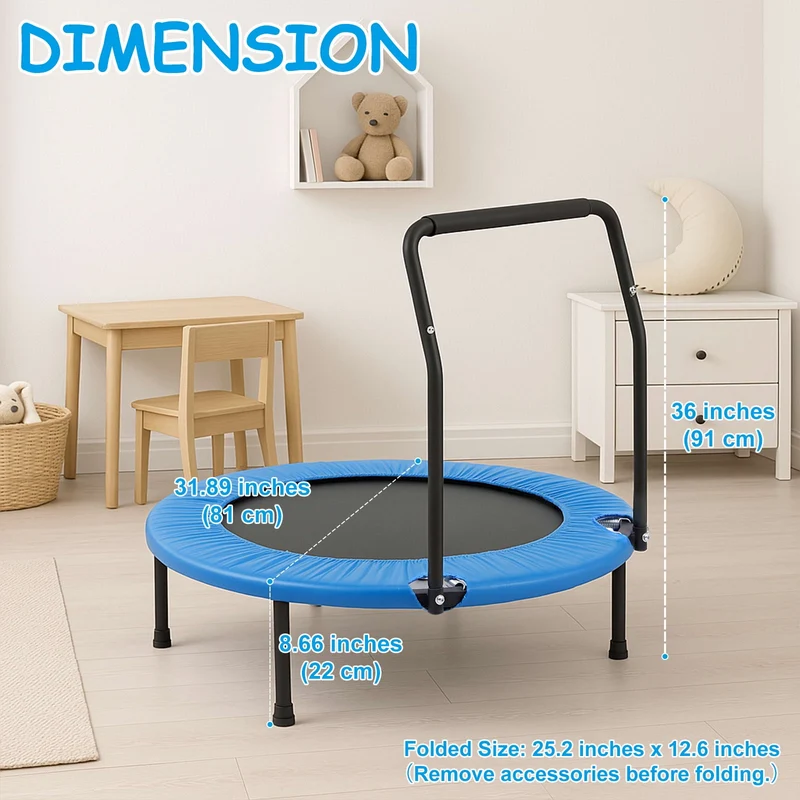 ALPULON 3FT Trampoline for Kids Foldable Trampoline Indoor/Outdoor Easy Storage for Playtime or Birthday Gifts