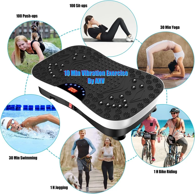SUGIFT Vibration Plate Fitness Platform Full Body Shaker Board for Weight Loss Fat Burner Women Men, Black