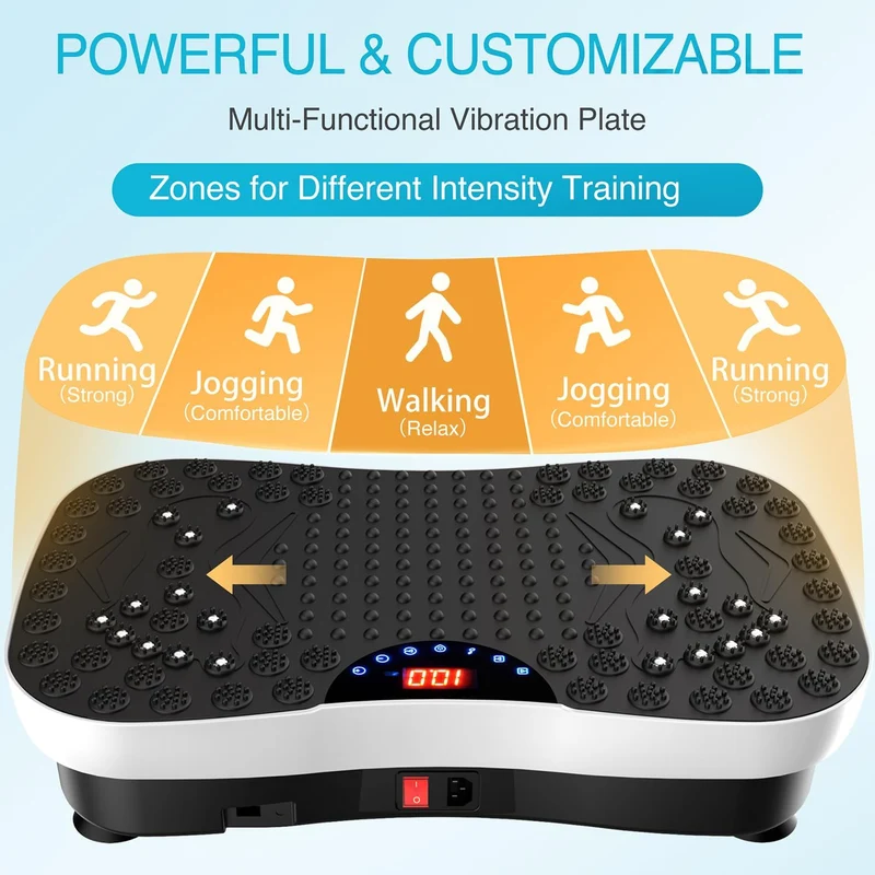 SUGIFT Vibration Plate Fitness Platform Full Body Shaker Board for Weight Loss Fat Burner Women Men, Black