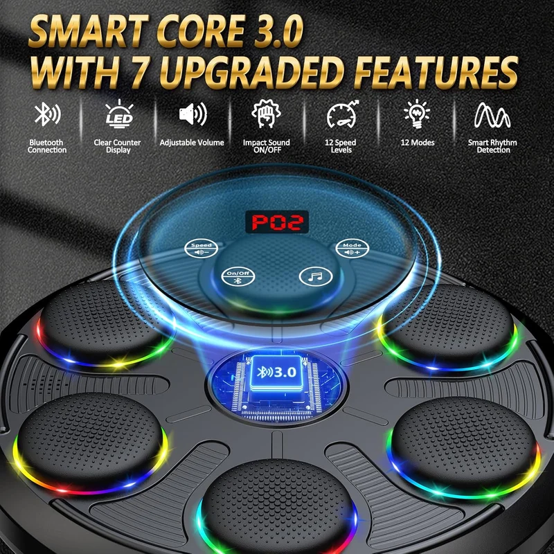 SUGIFT Music Boxing Machine for Adults and Teen - Smart Rhythm Sync, 12 Preset Modes, 12 Speeds, Fun Boxing Game Equipment Music Punching Machine for Kids, Teen, Women, Men