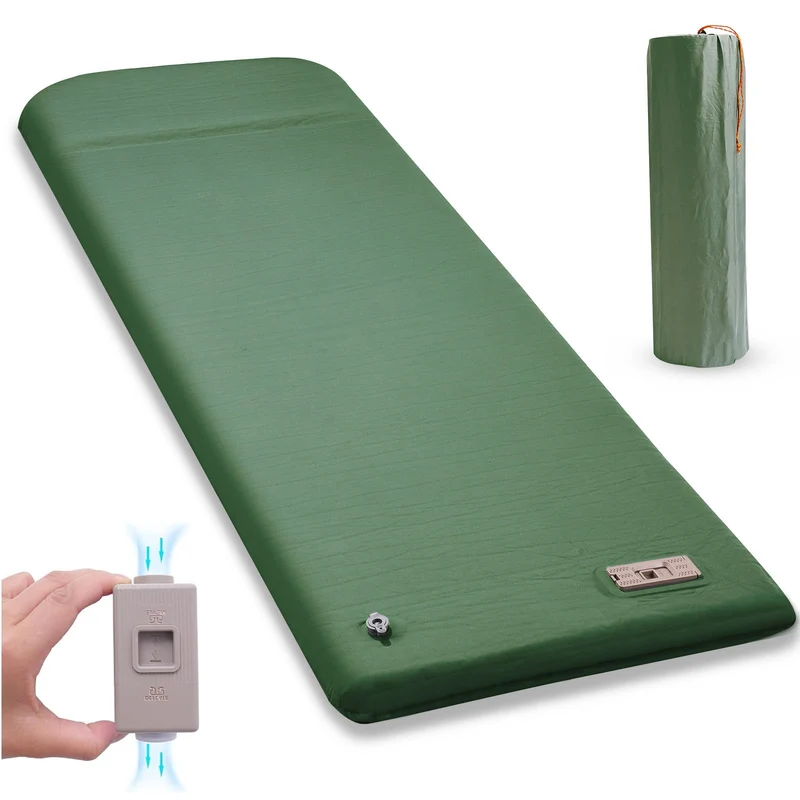 SUGIFT Self Inflating Sleeping Pad 3.2 Thick Memory Foam Camping Pad with Pillow 4-Season Camp Sleeping Mat for Tent Green