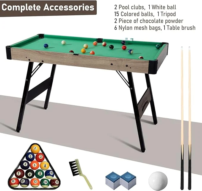 SUGIFT 48in Folding Pool Table, Portable Billiard Game Tables for Family Game Room Green