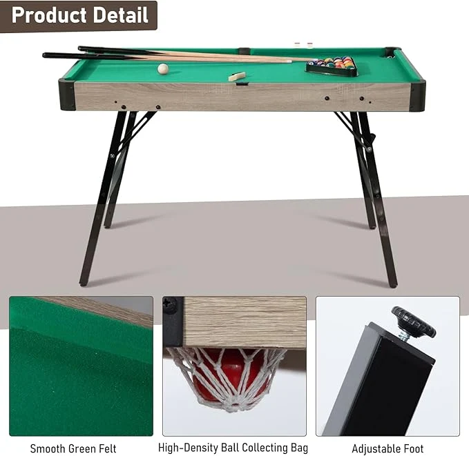 SUGIFT 48in Folding Pool Table, Portable Billiard Game Tables for Family Game Room Green