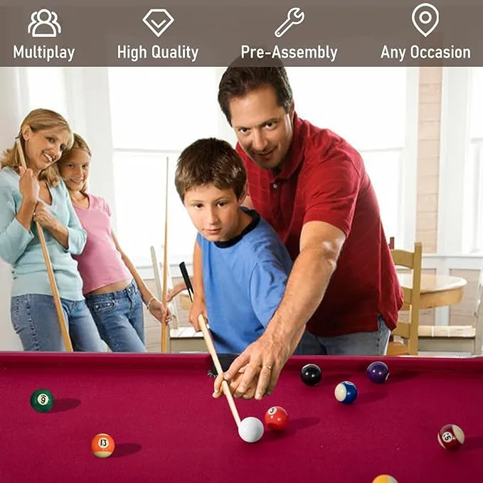 SUGIFT 48in Folding Pool Table, Portable Billiard Game Tables for Family Game Room Red